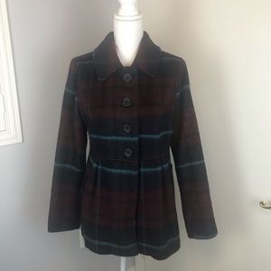 Plaid Coffee Shop large fuzzy Coat